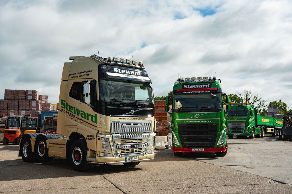 Steward Transport lorries parked at the yard